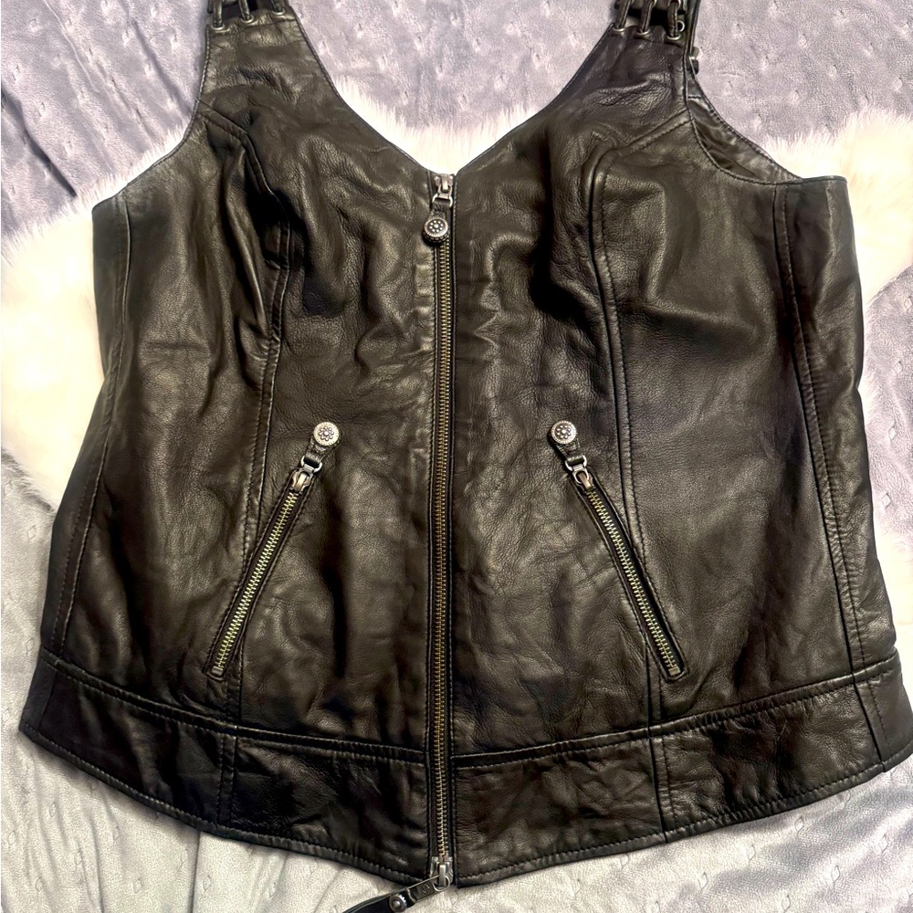 Women's Harley Davidson Black Leather Vest